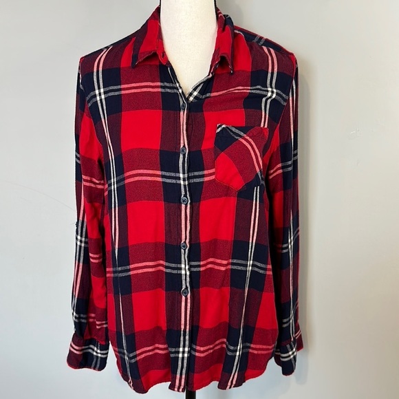 Woolrich Super Soft Red Blue Fall Winter Flannel Large - Picture 1 of 6